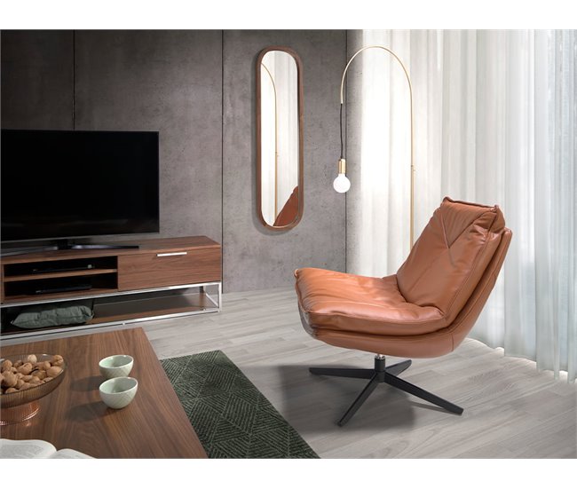 ANGEL CERDA Poltrona giratório em pele castanha Nogal