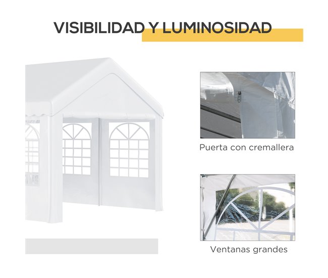 Pérgola de Jardim Aço, PE Outsunny 600x400 Branco