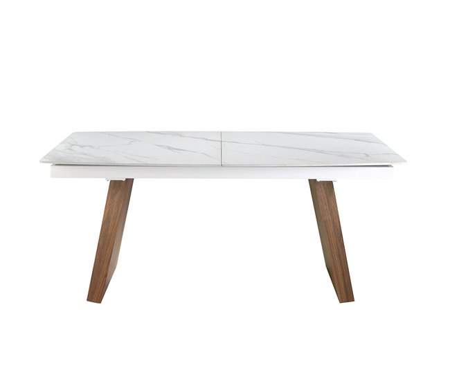 ANGEL CERDA Mesa de jantar extensível barril oval mármore porcelânico e nogueira 230x90 Nogal