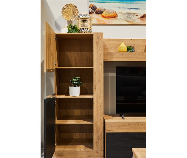 Compacto de TV 265 cm 3 portas FERRARA Preto/ Madeira