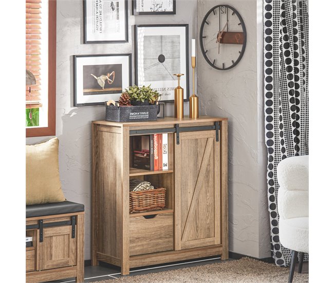 Aparador SoBuy FSB59-BR - Porta deslizante Granary Castanho