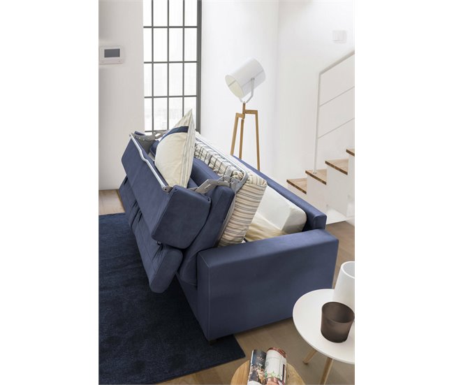 Sofá cama 3 lugares em tecido  Daara Azul