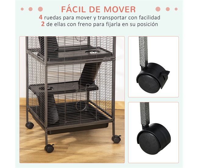 Gaiola para Roedores Metal, Nylon e PP PawHut Cinza
