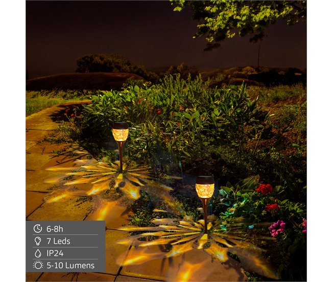 Aktive Conjunto de 12 balizas solares LED de 5 a 10 lúmens Preto