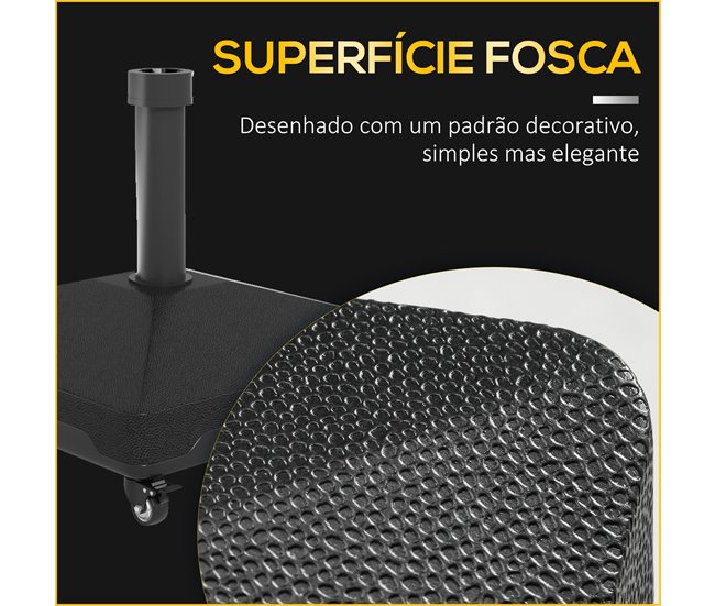 Base para Chapéu de Sol HDPE e Aço Outsunny Preto