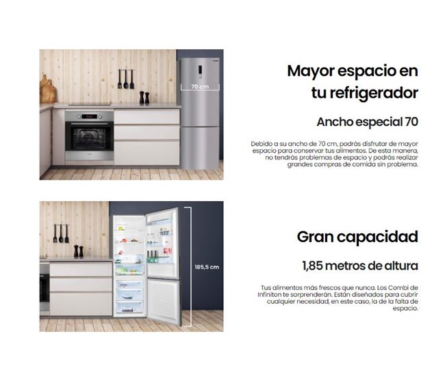 Infiniton FGC-78XA Frigorífico combinado, 432 l Inoxidavel