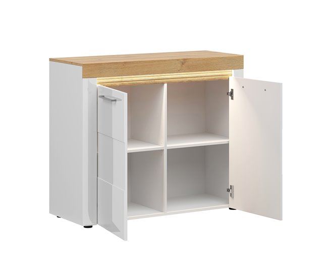 Aparador de 2 portas com LED Nara Madeira