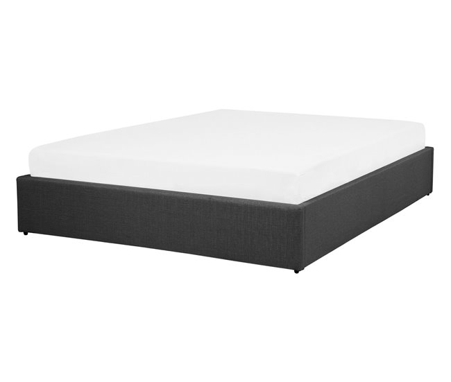 Beliani Cama com estrado Poliéster DINAN 147x214 Cinza Escuro