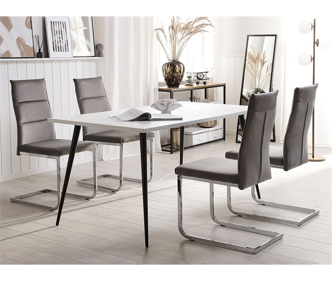 Beliani Silla de comedor ROCKFORD Cinza