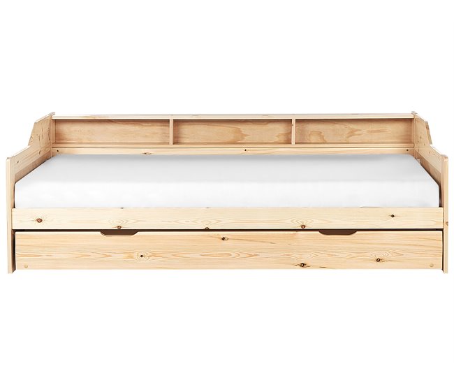Beliani Cama com estrado Pinho EDERN 105x204 Castanho