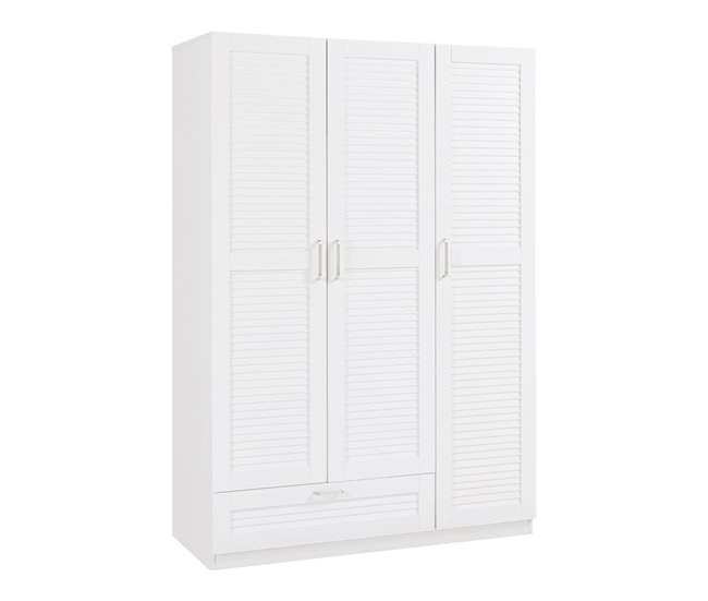 Armário de roupeiro com 2 calhas 1 gaveta [en.casa] Branco