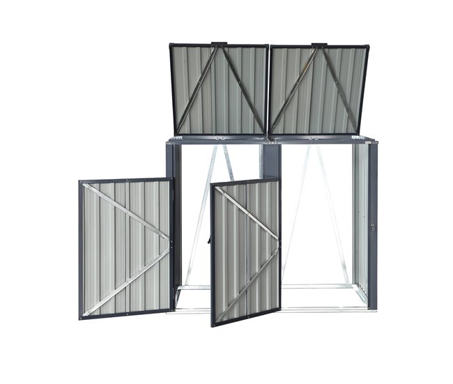 Abrigo para caixote do lixo em aço galvanizado 146 Cinza