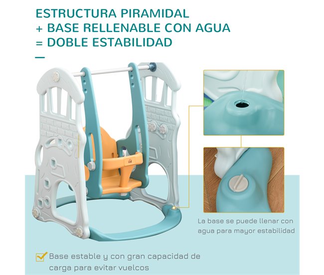Escorrega e Baloiço para Crianças HDPE, PP HOMCOM Multicor
