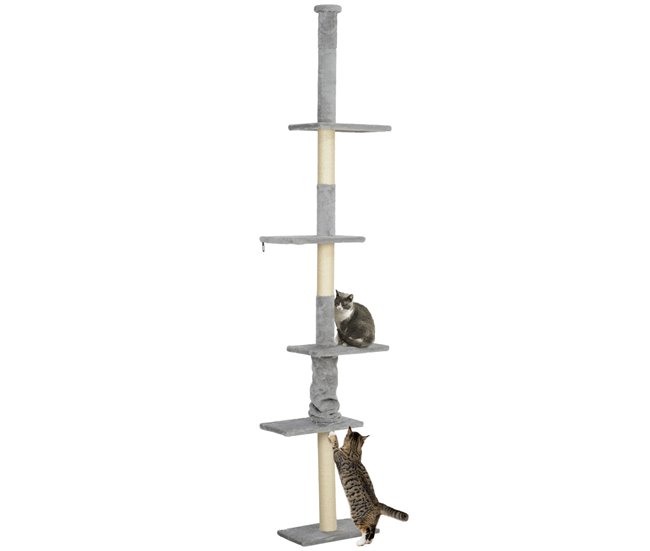Arranhador para Gatos Aglomerado, Pelúcia e Sisal PawHut Cinza
