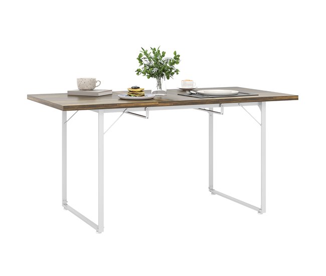 Mesa De Refeição Extensível Mdf E Metal Cor Marrón 120x80x75 Cm Homcom