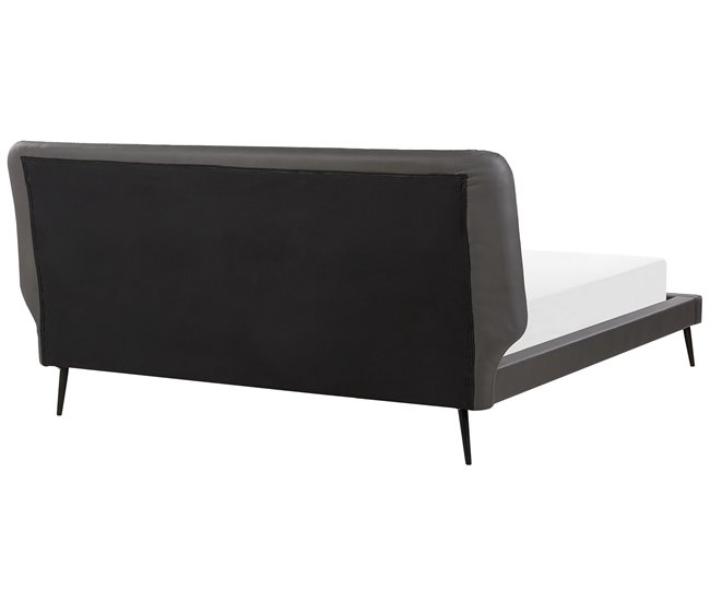 Beliani Cama com estrado Pele sintética ESSONNE 228x219 Cinza