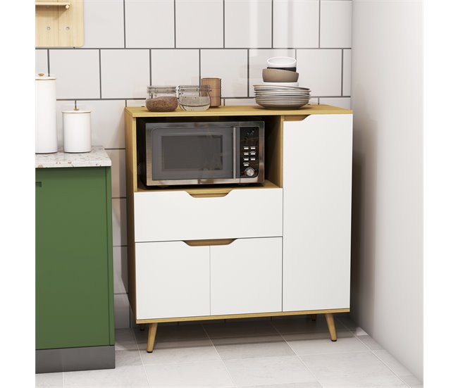 Aparador para Micro-Ondas Melamina de Madeira HOMCOM 90 Branco