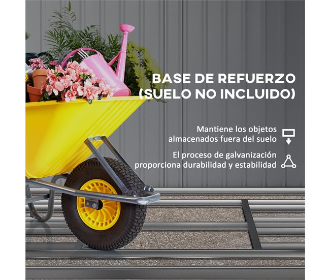 Abrigo e Jardim Metálico Aço galvanizado e PP Outsunny 386 Cinza Claro