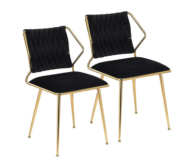 Conjunto de 2 Cadeiras de Veludo Preto