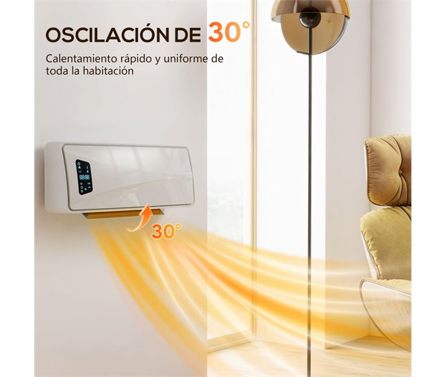 Aquecedor Elétrico de Parede ABS, PA HOMCOM Branco