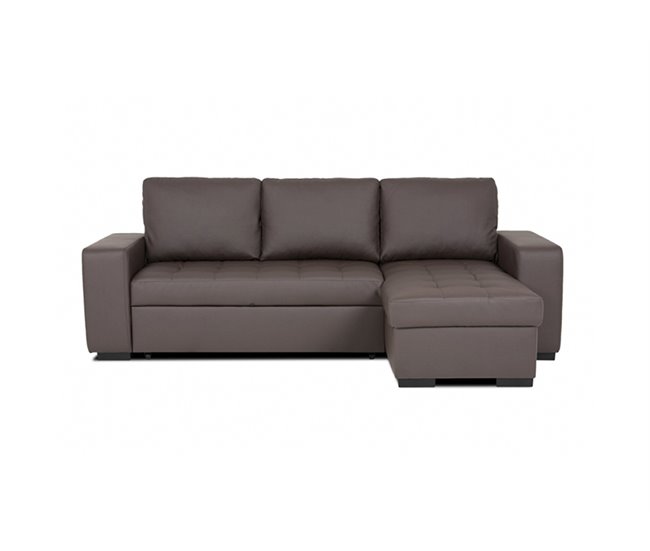 Chaise longue de pele sintética com cama HARRY Chocolate