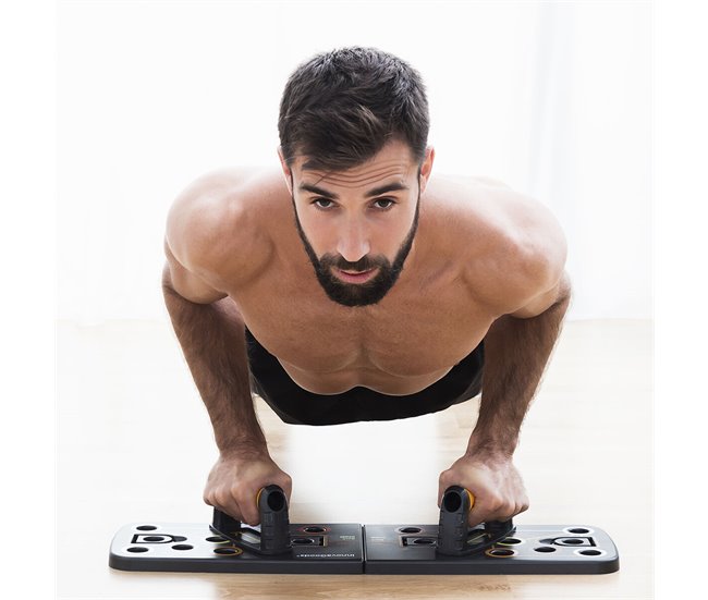 Prancha de flexões push-up com fitas de resistência de guia de exercícios Preto