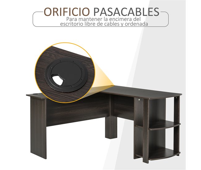 Secretária de Canto MDF HOMCOM, escritório - secretárias 136x130 Preto