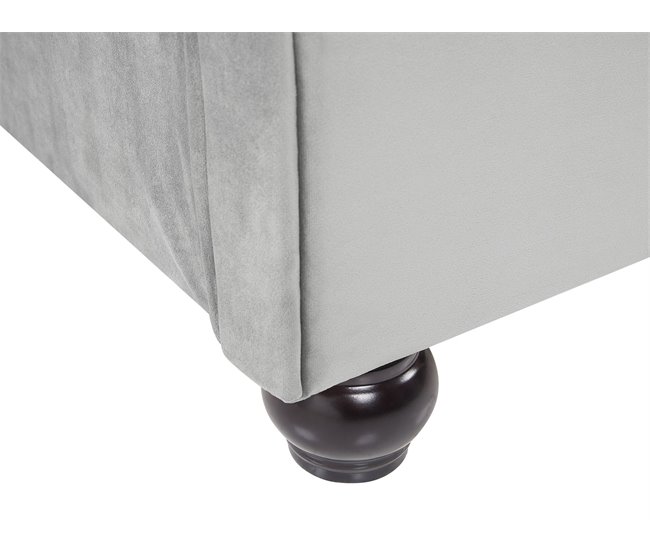 Beliani Cama com estrado Veludo AVALLON 152x233 Cinza Claro