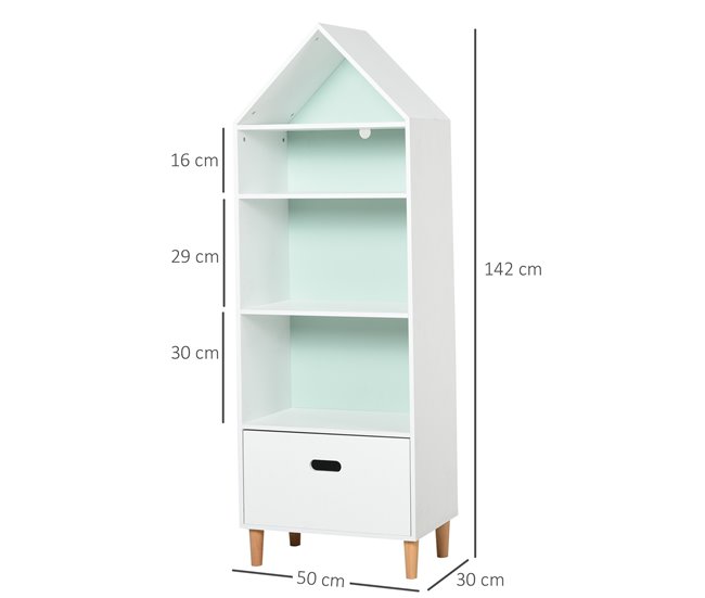Prateleira de livro infantil P2 class MDF, pine wood HOMCOM Branco