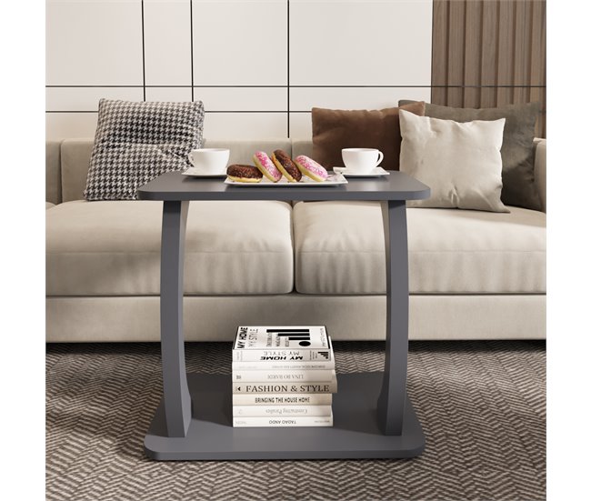 Mesa de apoio em forma de C Stattela [en.casa] 59x35 Branco