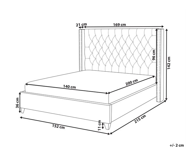 Beliani Cama com estrado Veludo LUBBON 152x215 Preto