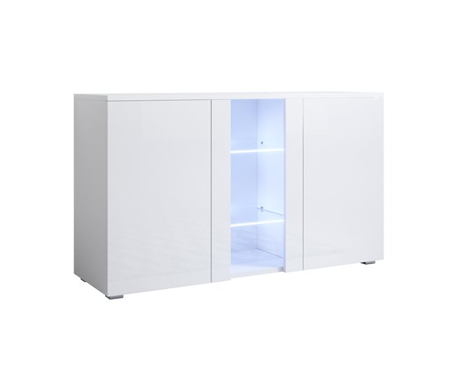 Aparador Sala de estar e jantar 3 portas LED Luke A1 120 Branco