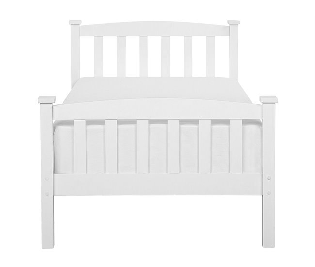 Beliani Cama com estrado Pinho GIVERNY 99x208 Branco