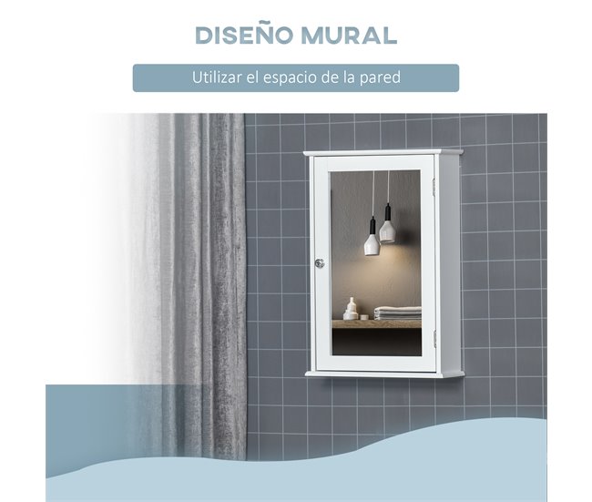 Armário com Espelho para Casa de Banho MDF, vidro kleankin Branco