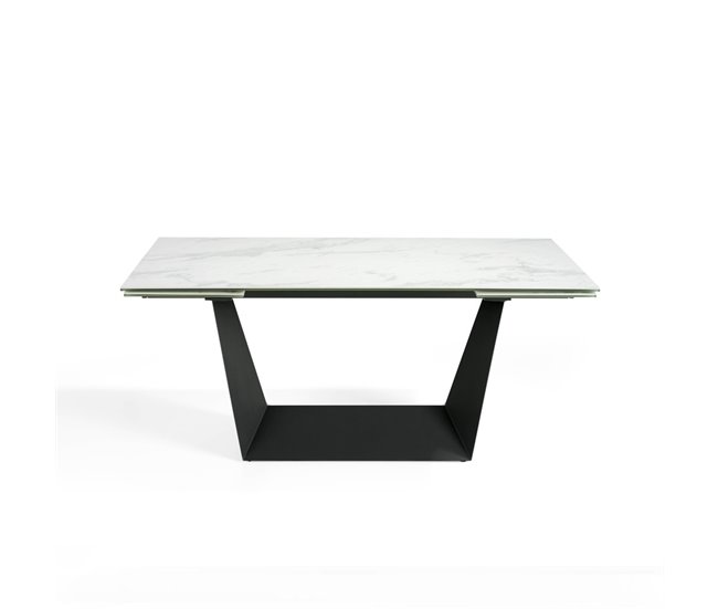ANGEL CERDA Mesa de jantar extensível em mármore branco Branco/ Preto
