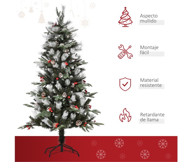 Árvore de Natal PVC, PE, Aço HOMCOM, casa - natal Verde