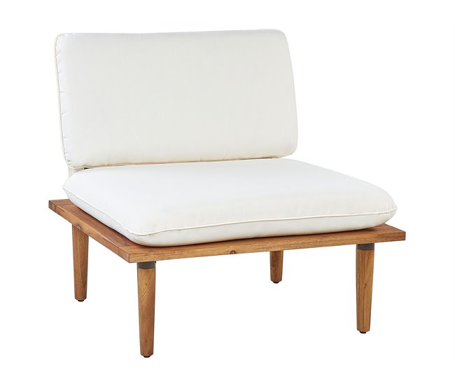 Beliani Conjunto lounge Madeira de acácia Creme