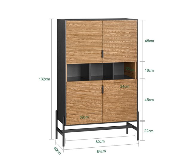 Aparador de corredor Buffet de hall de entrada SoBuy PT Preto