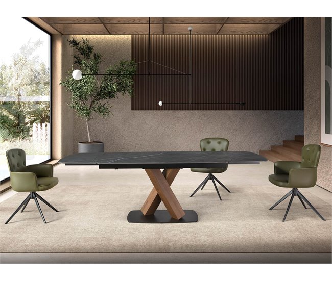 ANGEL CERDA Cadeira giratória em pele de verde escuro Verde