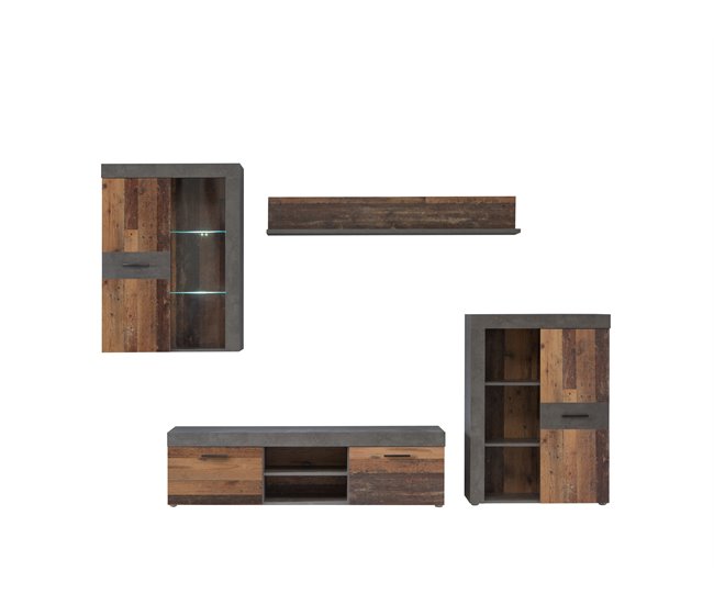 Móvel de Sala NELLEKE 3 peçes castanho/cimento Cimento
