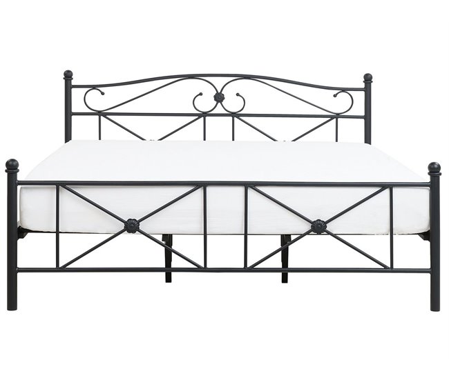 Beliani Cama com estrado Metal RODEZ 186x208 Branco