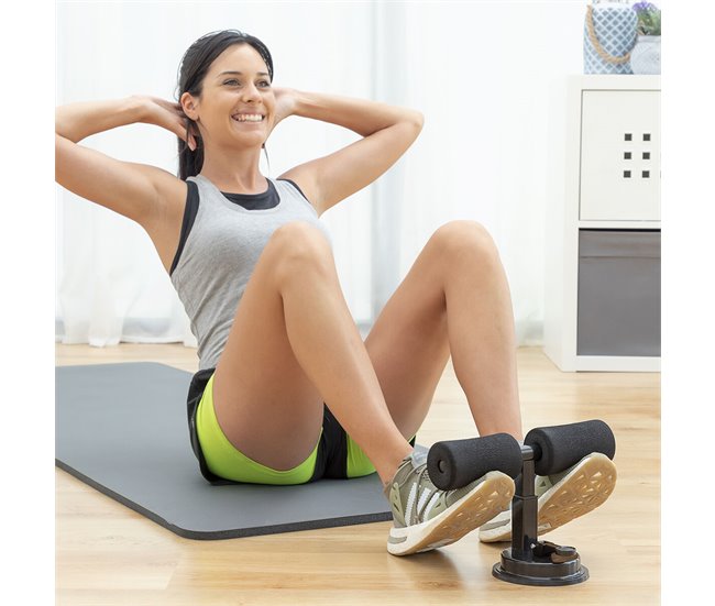 Barra de Fixação para Abdominais com Ventosa e Guia de Exercícios Preto