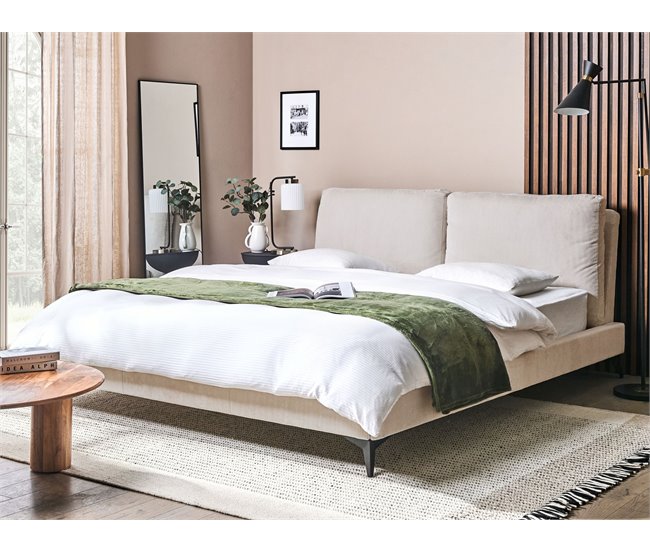 Beliani Cama com estrado Bombazine MELLE 195x240 Bege