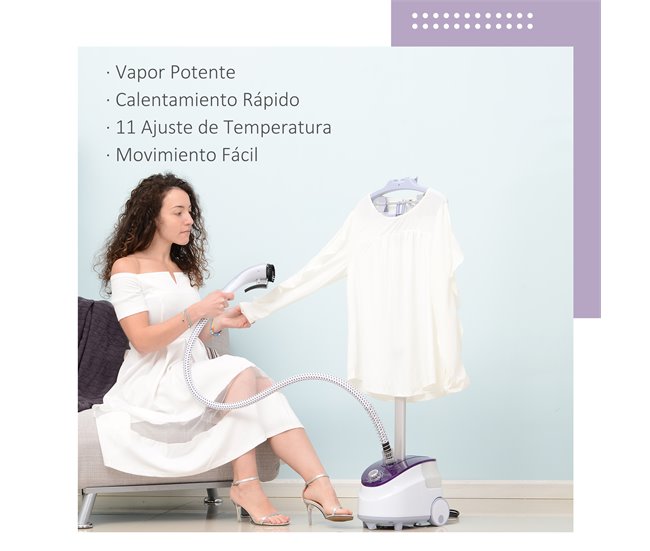 Ferro de Engomar a Vapor PP e ABS HOMCOM Branco