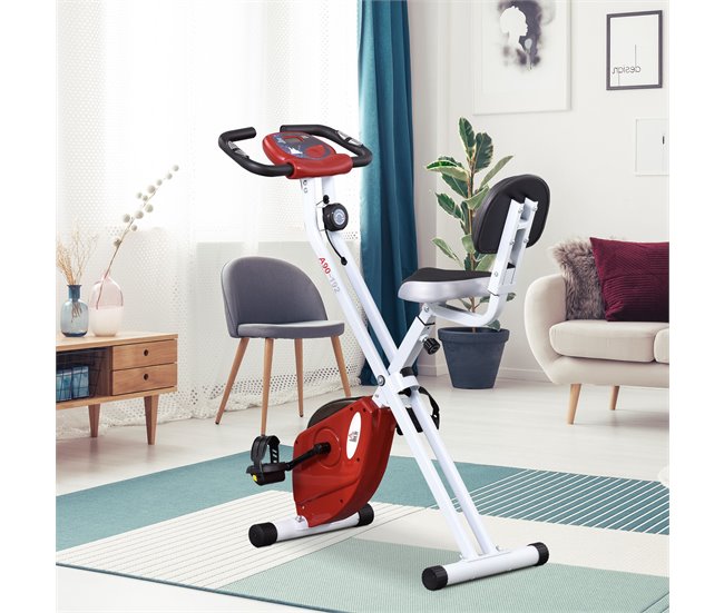 Bicicleta ergométrica em forma de X Aço, ABS, PVC HOMCOM Vermelho
