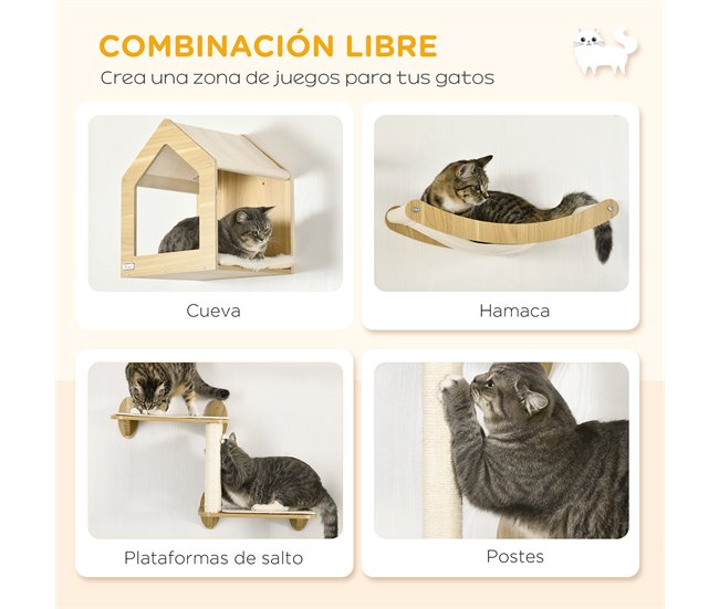 Arranhador e Parede de Escalada para Gatos Cru