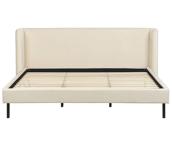 Beliani Cama Terciopelo ARETTE 204x206 Bege
