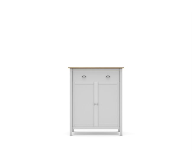 Móvel de Microondas 2P 1C LANDHAUS. 90x110x40 cm. Carvalho branco Branco