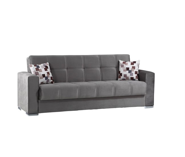 Sofá cama 3 lugares em tecido Cinza