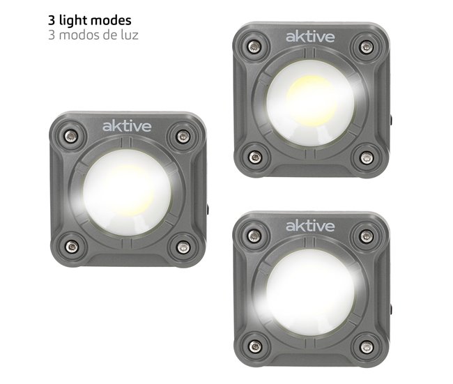 Aktive Refletor LED portátil multiuso 3 posições c/carregador USB Cinza